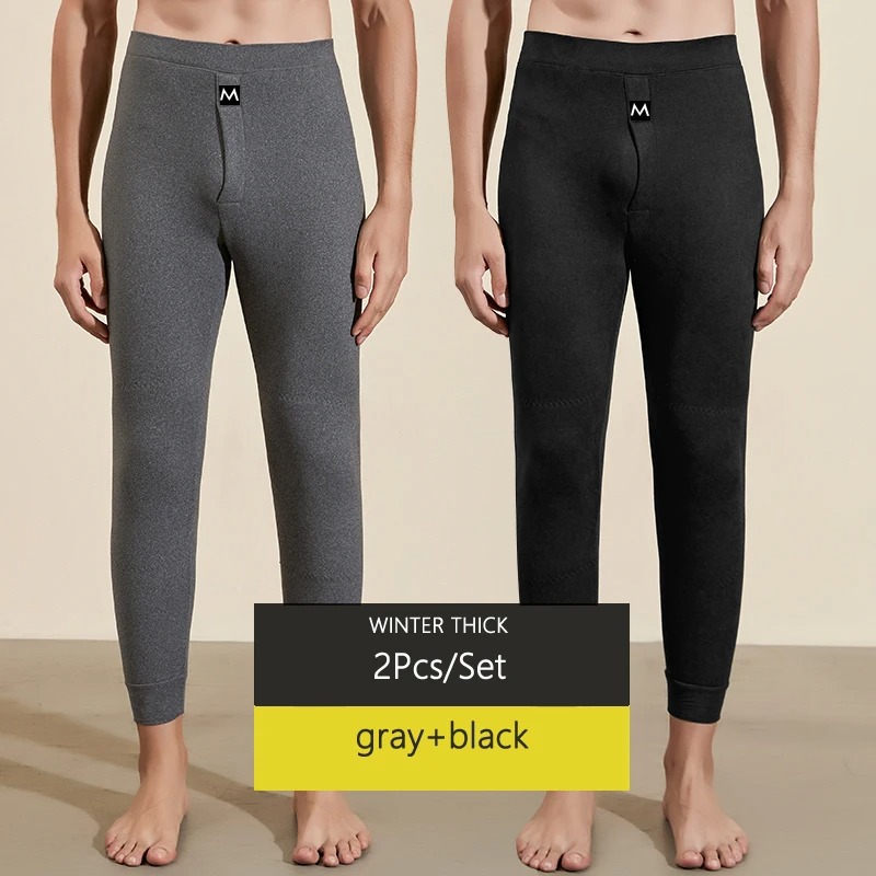 Men’s Winter Thermal Underwear Pants – Warm Wool-Blend Thickened Leggings (2-Piece Set) - Image 2