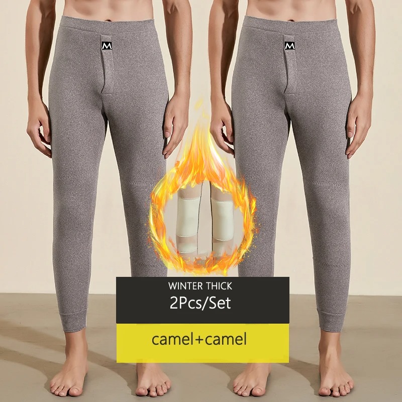 Men’s Winter Thermal Underwear Pants – Warm Wool-Blend Thickened Leggings (2-Piece Set) - Image 3