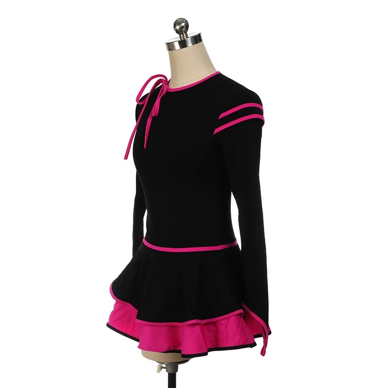 Figure Skating Dress Girls Gymnastic Tights Black Spandex Highly Elastic Breathable Performance Outfit - Image 6