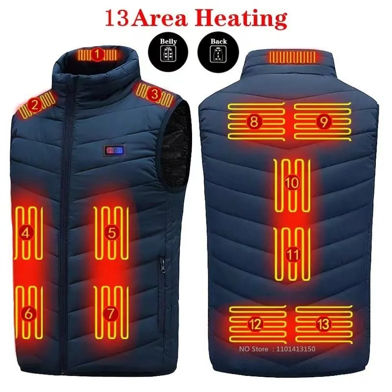 17-Zone Heated Vest for Men – USB Electric Thermal Winter Waistcoat - Image 4