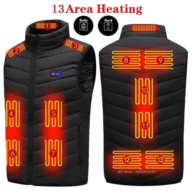 17-Zone Heated Vest for Men – USB Electric Thermal Winter Waistcoat - Image 2
