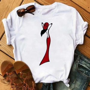 Harajuku Line Art T-Shirt – Cartoon Graphic Casual Women Tee