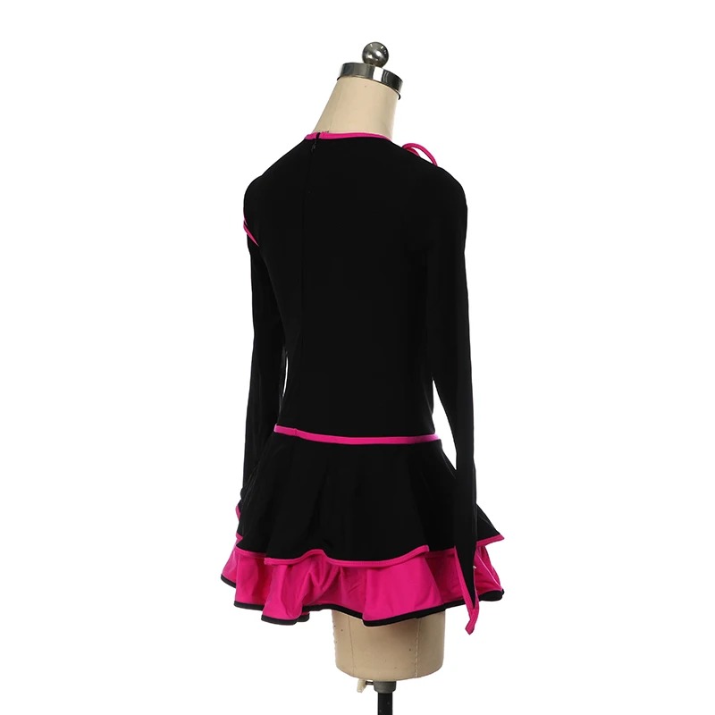 Figure Skating Dress Girls Gymnastic Tights Black Spandex Highly Elastic Breathable Performance Outfit - Image 4