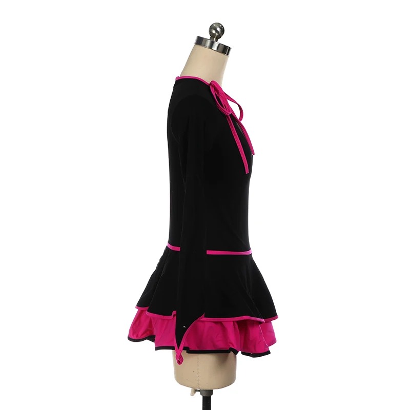 Figure Skating Dress Girls Gymnastic Tights Black Spandex Highly Elastic Breathable Performance Outfit - Image 5