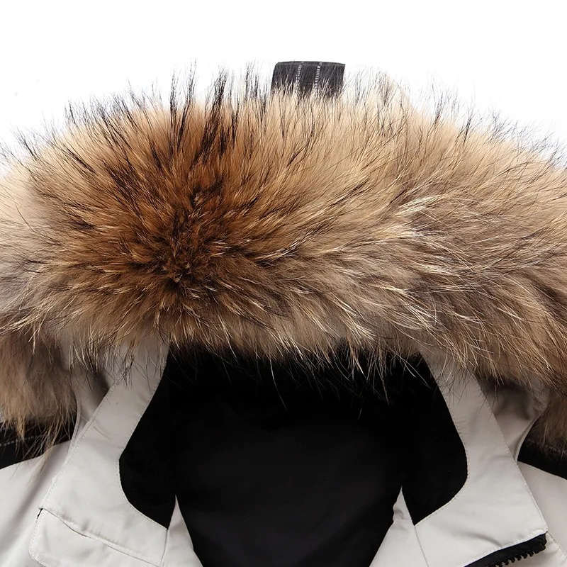 Men’s Winter Down Jacket – Hooded White Duck Down Parka with Detachable Fur Collar - Image 6