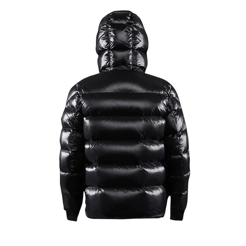 Men Glossy Parka Jacket Hooded Winter Windproof Rainproof Warm Coat - Image 4
