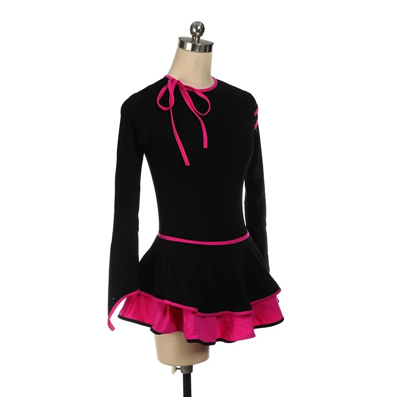 Figure Skating Dress Girls Gymnastic Tights Black Spandex Highly Elastic Breathable Performance Outfit - Image 3
