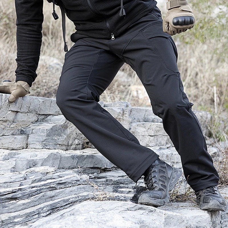 Men Fleece Hiking Pants Winter Waterproof Windproof Outdoor Trousers