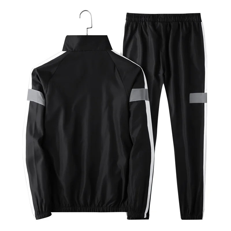 Men Reflective Patchwork Tracksuit Two Piece Hip Hop Sweatshirt Pants Set