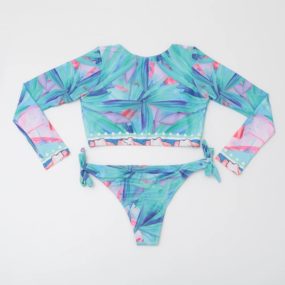 2025 New Long Sleeve Bikini Set Women Two Piece Swimsuit Print Swimwear Female Brazilian Bathing Suit Summer Beach Wear Swimming - Image 4