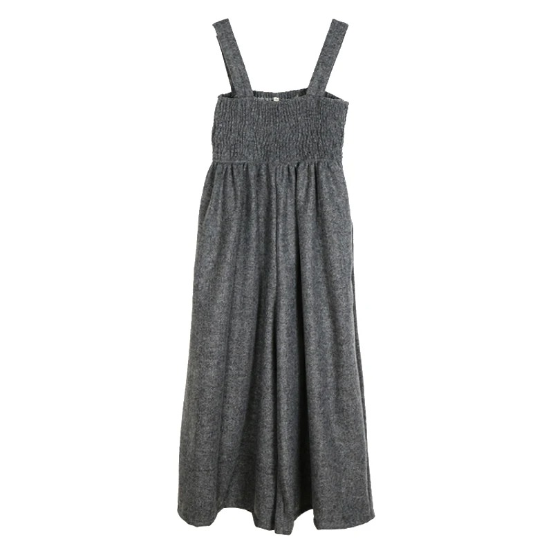 Women’s Woolen Wide Leg Jumpsuit – Plus Size Black Autumn Winter Romper - Image 4