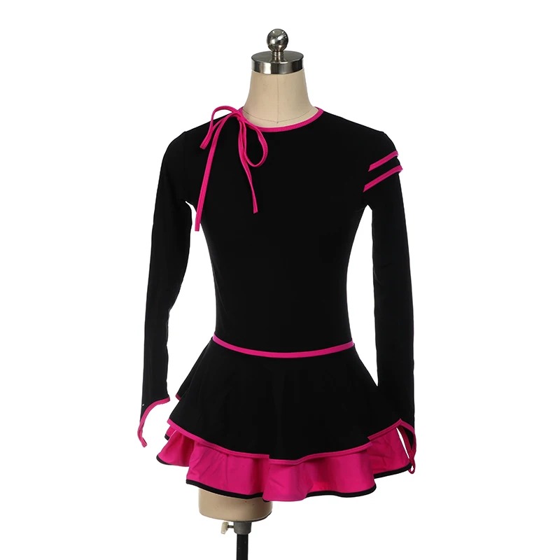 Figure Skating Dress Girls Gymnastic Tights Black Spandex Highly Elastic Breathable Performance Outfit - Image 2