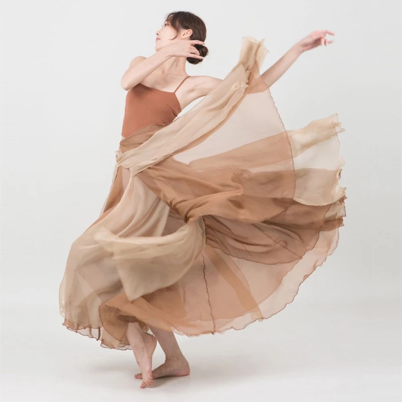 Chiffon Dance Wrap Skirt Fairy Style Flexible Long Georgette Layered Skirt Modern Chinese Classical Dancewear - Image 6